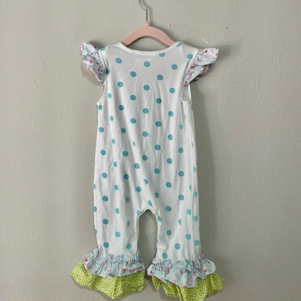 Peaches and Cream Easter Romper‎ Ruffles Bunny Size 18M